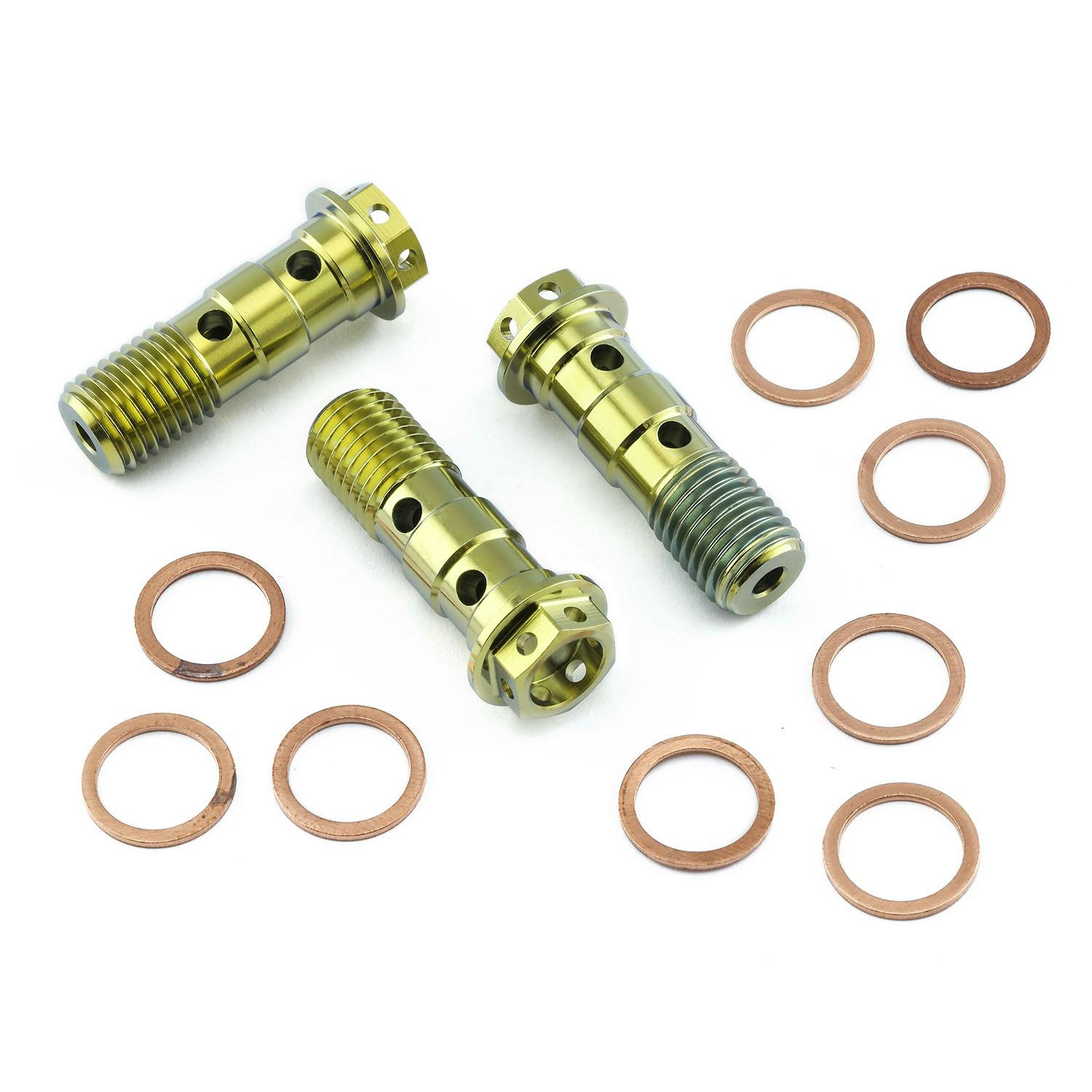 チタン バンジョーボルト ダブル M10 x (1.25mm) レーススペック 3個パック フロントマスターシリンダー TIBANJOD10R-3Z3G (CDC)【別送品】