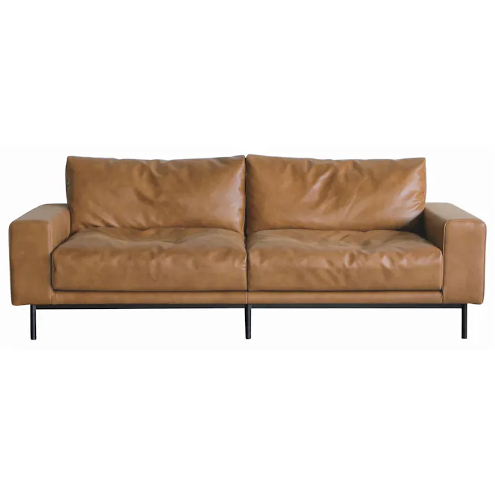 COMFORM ソファー プルート SLT13 オーカーブラウン 3人掛け ソファ おしゃれ 三人掛け レザー 革 レザーテックス 北欧 一人暮らし ビンテージ CRASH クラッシュ 335195 スチール脚ソファー ルンバ対応ソファー フェザー【別送品】