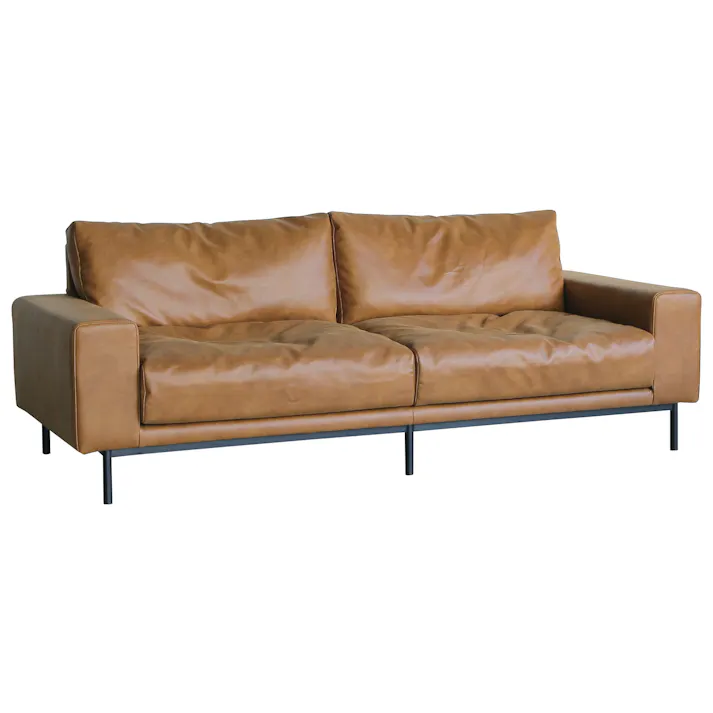 COMFORM ソファー プルート SLT13 オーカーブラウン 3人掛け ソファ おしゃれ 三人掛け レザー 革 レザーテックス 北欧 一人暮らし ビンテージ CRASH クラッシュ 335195 スチール脚ソファー ルンバ対応ソファー フェザー【別送品】