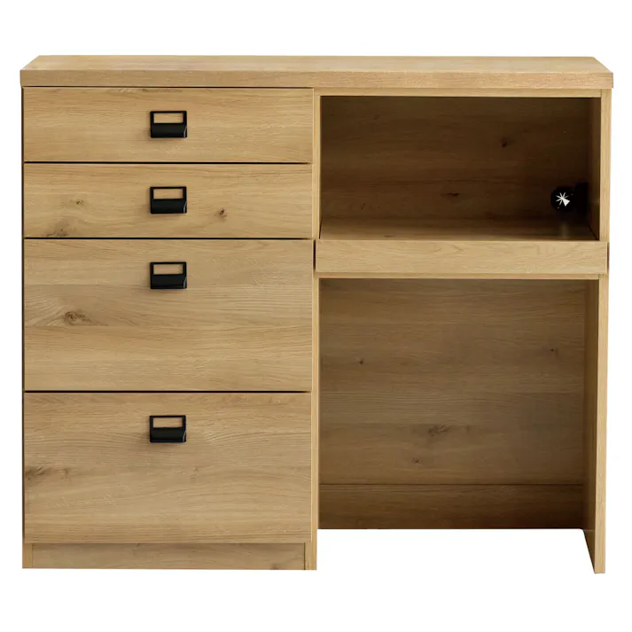 COMFORM 食器棚 ダストン ナチュラル キッチンボード ダイニングボード キッチン収納 オーク 木目調 カウンター 幅120cm 引出 ダスト ごみ箱 ナチュラル ダストン 346871 カスタマイズ自由 耐震 ダストボックス【別送品】