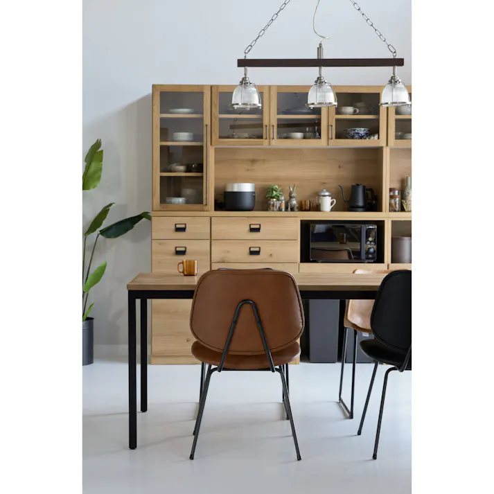 COMFORM 食器棚 ダストン ナチュラル キッチンボード ダイニングボード キッチン収納 オーク 木目調 カウンター 幅120cm 引出 ダスト ごみ箱 ナチュラル ダストン 346871 カスタマイズ自由 耐震 ダストボックス【別送品】