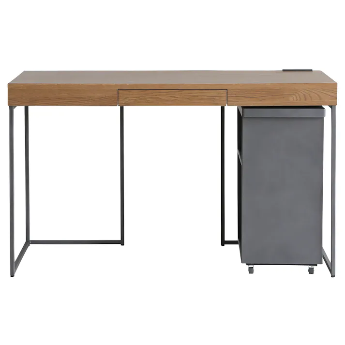 NICE デスク ドック ブラウン ドック 引出付 OAK-MBR(PU) デスク・ワゴン・オフィスチェア 327059 スチール脚デスク おしゃれ収納 机【別送品】