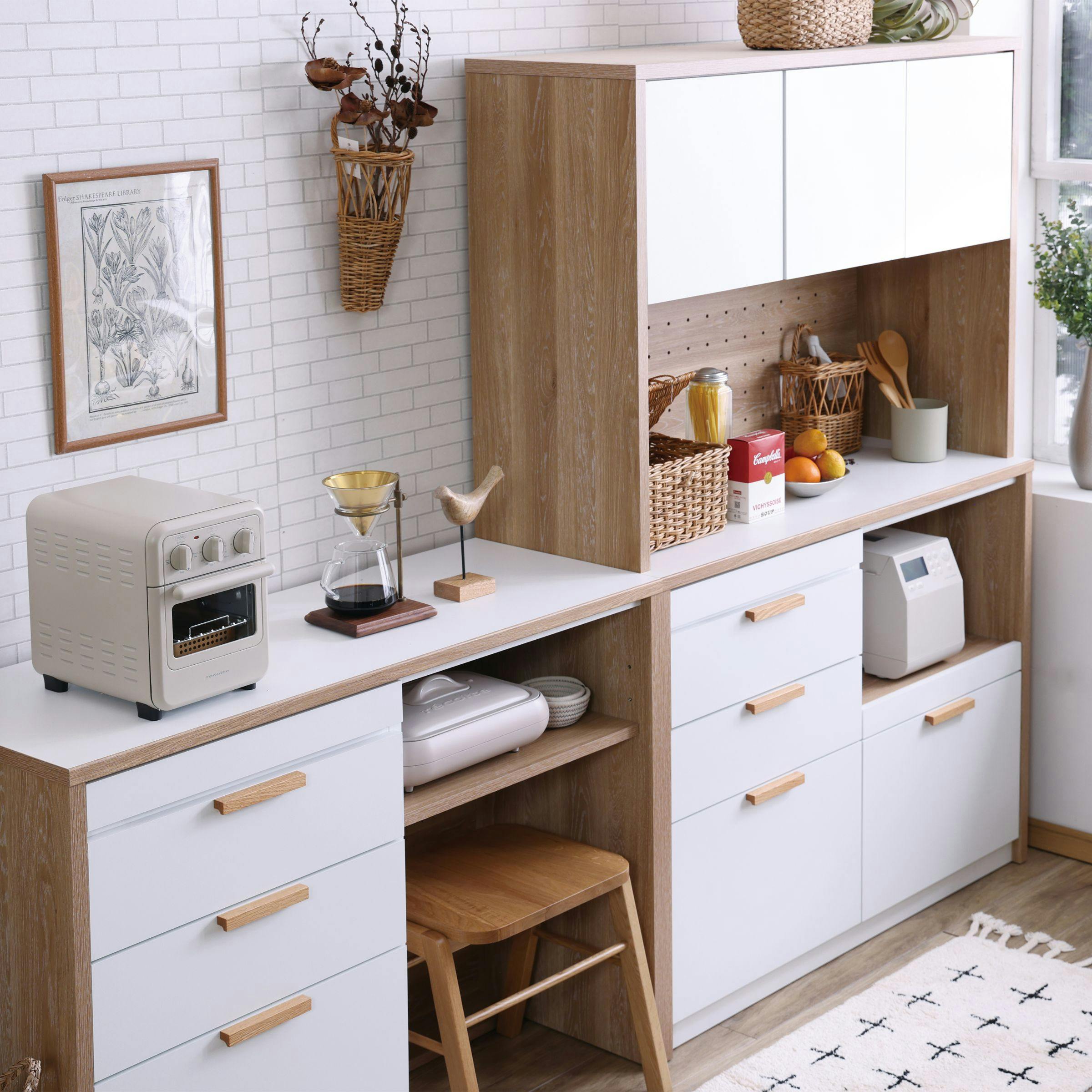 S177 古賀家具 キッチンカウンター、キッチンボード、幅119cm、美品 