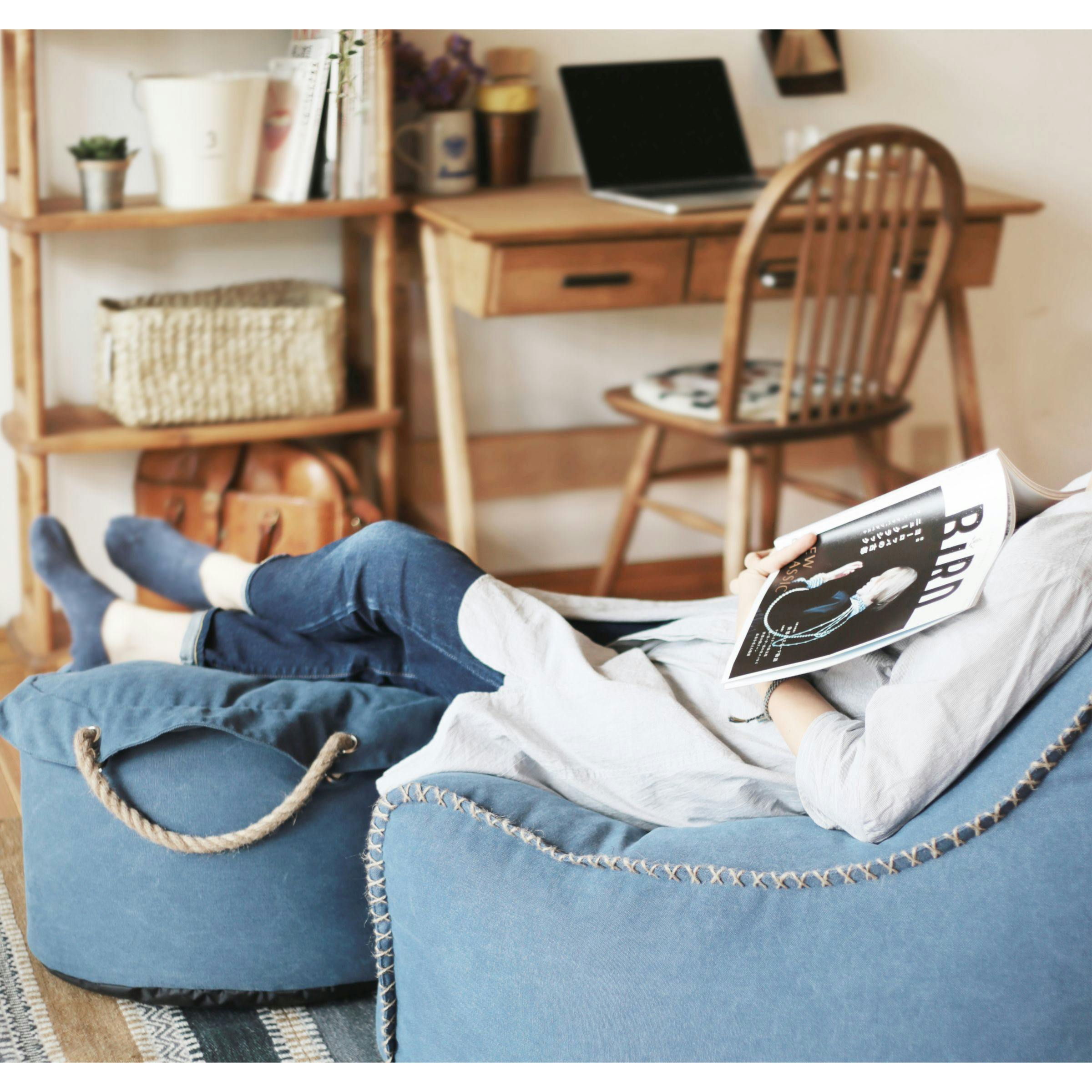 nora. ビーズクッション ブッバアンジー NV ネイビー 特大 単品