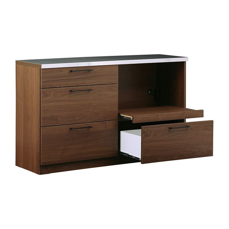 nora. 食器棚 リンツ ブラウン/ハンドルブラック キッチンボード 国産