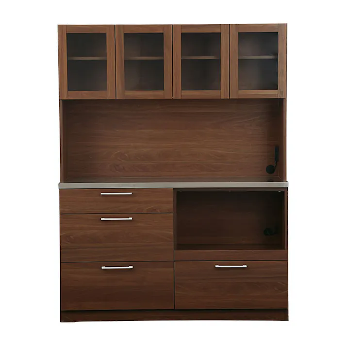 nora. 食器棚 リンツ ブラウン/ホワイト キッチンボード 国産 キッチン収納 キッチンラック 食器棚幅140cm 引き戸 炊飯器 140OPDB リンツ 361716 マグネット ステンレス 防湿【別送品】