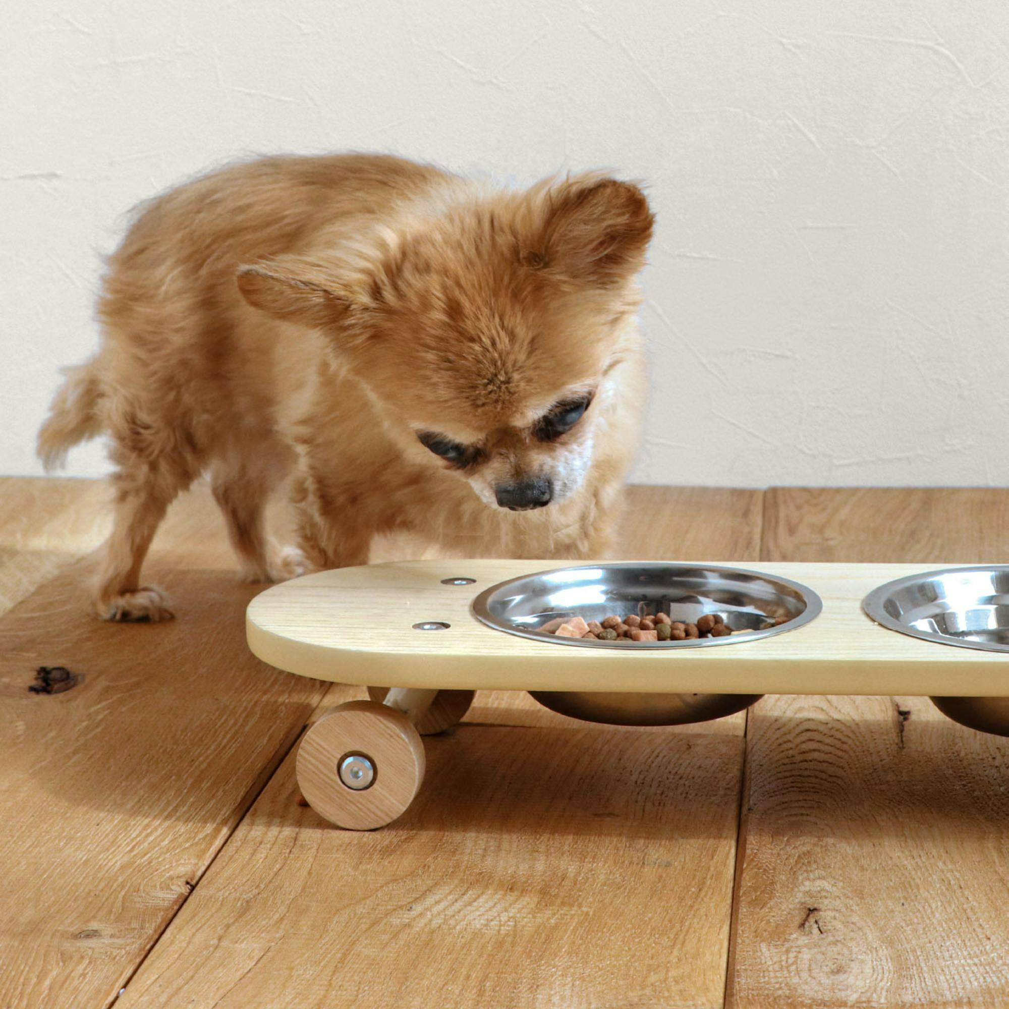 PETTO フードボウル スケートプレート スモール ナチュラル(NA) 餌皿