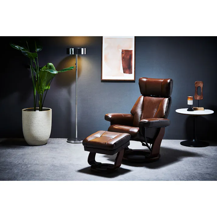 to meet リクライニングチェア アニータ チャコールBK 一人用 オットマン パーソナルチェア リクライニング 北欧 ソファー 1人掛け 収納付き アニータ 157263 回転 本革 おしゃれ【別送品】