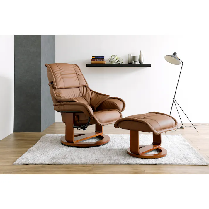 to meet パーソナルチェア プリメーラ4 ダークブラウン リクライニングチェア オットマン付き ソファー 1人掛け ソファ 椅子 リクライナー リクライニングソファ 合皮 プリメーラ 314721 回転 高さ調節 頭あて【別送品】