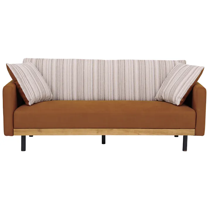 to meet ソファー ラモーン キャメル 2人掛け 北欧 ソファ 二人掛け おしゃれ 椅子 ストライプ柄 レザー風ファブリック ヌバック風 ビンテージデザイン ラモーン 358332 ダイニングソファ 布ソファ 人気【別送品】