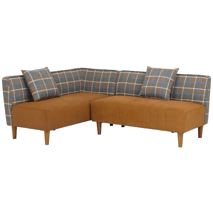 to meet 右 ラモーン キャメル 二人掛け 2人掛け 2点セット リビング ダイニング チェック柄 3人用 4人用 おしゃれ レザー風ファブリック ラモーン LD 358658 コーナーソファー ダイニングソファ 布ソファ【別送品】