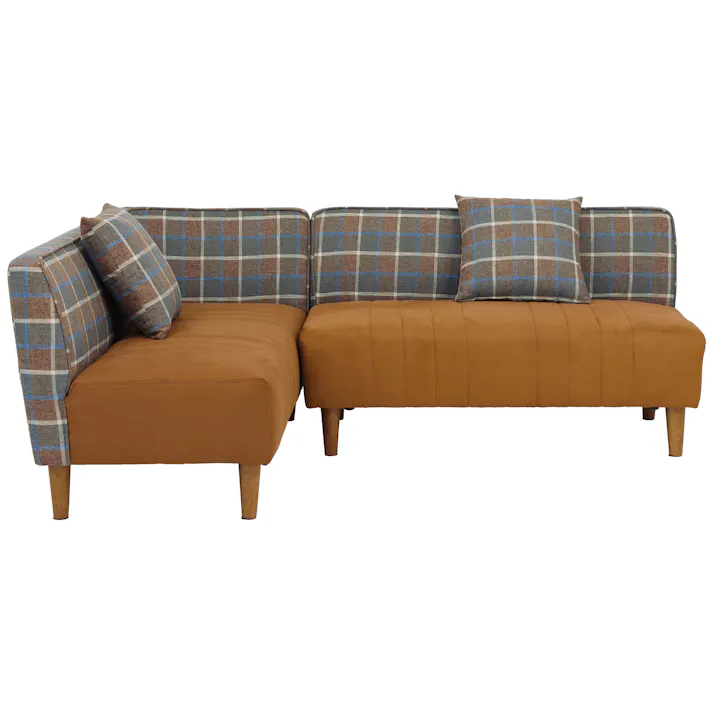 to meet 右 ラモーン キャメル 二人掛け 2人掛け 2点セット リビング ダイニング チェック柄 3人用 4人用 おしゃれ レザー風ファブリック ラモーン LD 358658 コーナーソファー ダイニングソファ 布ソファ【別送品】