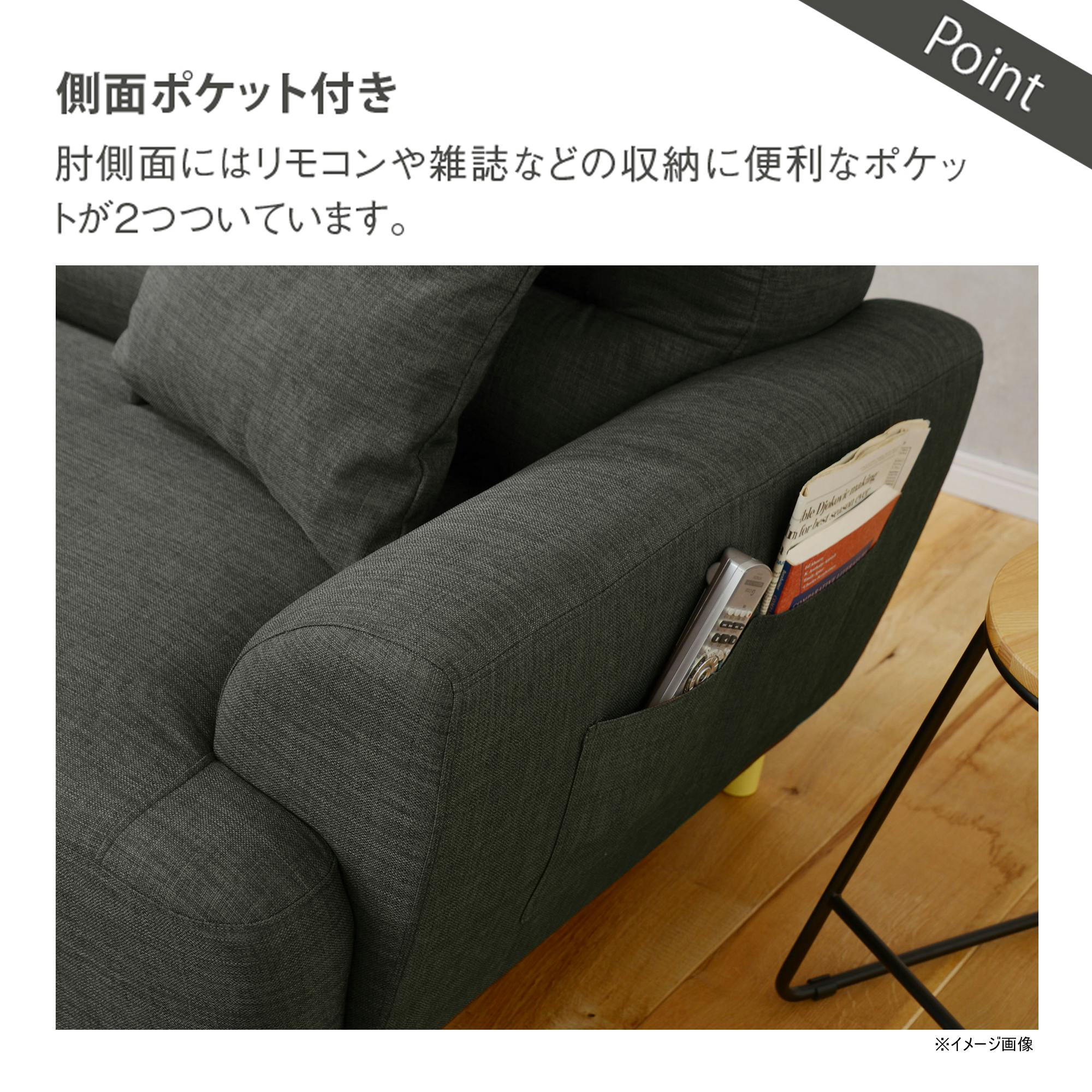 to meet 右カウチソファー キャンディー2 グレー(165-31) 2人