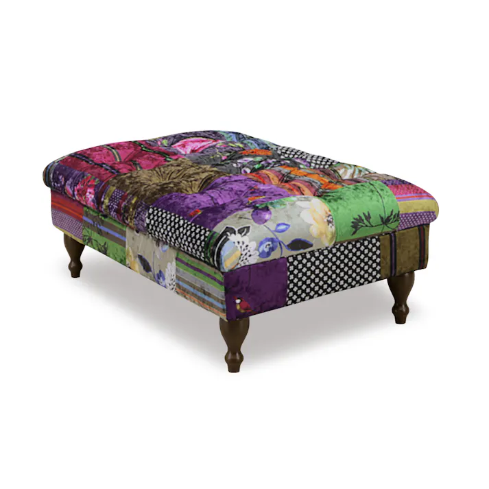 to meet スツール アダム3A A柄 ソファ 1人掛け アダム 椅子 パッチワークデザイン ロングスツール アダム3 Aベンチ 大正ロマン レトロ 腰掛け 布 木 ロクロ脚 160625 おしゃれ カラフル ルンバ対応【別送品】