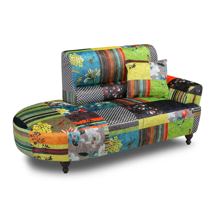 to meet ソファー ルイスB B柄 2人掛け コンパクト ソファ カウチ 二人掛け リビング ロータイプ パッチワーク 布 ファブリック クッション インパクト ルイス 167207 花柄 クッション付き ルンバ対応【別送品】