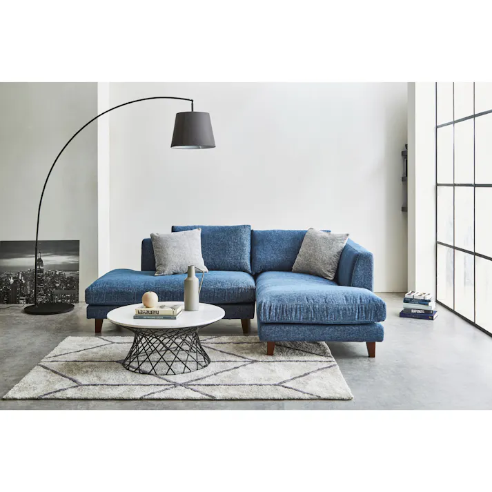 to meet 左カウチソファ レイモンズ ブルー ソファー 3人掛け ソファ 三人掛け おしゃれ フルカバーリング モダン ドライクリーニング可能 クッション付 レイモンズ295942 脚を選べる カバー取り外し クッション付き【別送品】