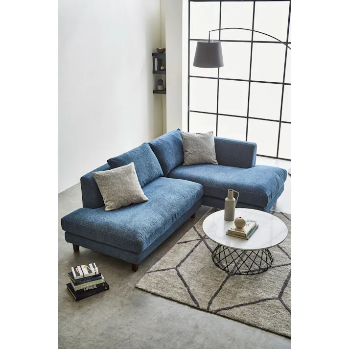 to meet 左カウチソファ レイモンズ ブルー ソファー 3人掛け ソファ 三人掛け おしゃれ フルカバーリング モダン ドライクリーニング可能 クッション付 レイモンズ295942 脚を選べる カバー取り外し クッション付き【別送品】