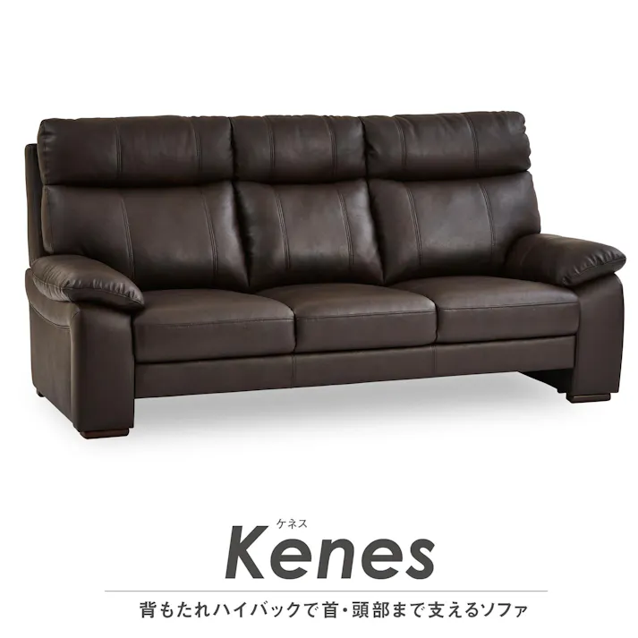 to meet ソファー ケネス ダークブラウン 3人掛け ソファ 三人掛 おしゃれ 椅子 革張り レザー ハイバック 3人 モダン 肘付き ケネス 新生活 革 341463 背高 高級感 くつろげる【別送品】