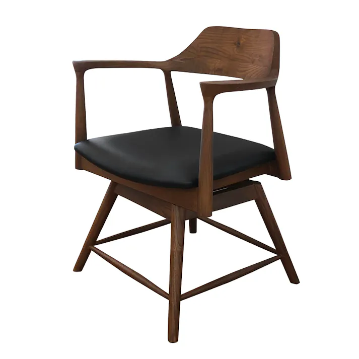 to meet 椅子 ロジャーカイテン ブラウン/ブラック チェア イス 肘付き ダイニングチェア 回転 1脚 単品 おしゃれ モダン 北欧 シンプル おしゃれ 木製 回転チェア 322404 人気 背もたれ 座りやすい【別送品】