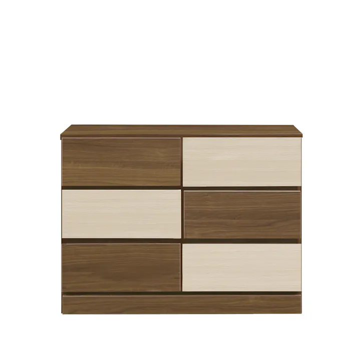 チェスト ジェラード ブラウン/ナチュラル 幅100cm 3段 シート張り 収納家具 タンス 箪笥 232015 ツートン 洋服 物入れ【別送品】