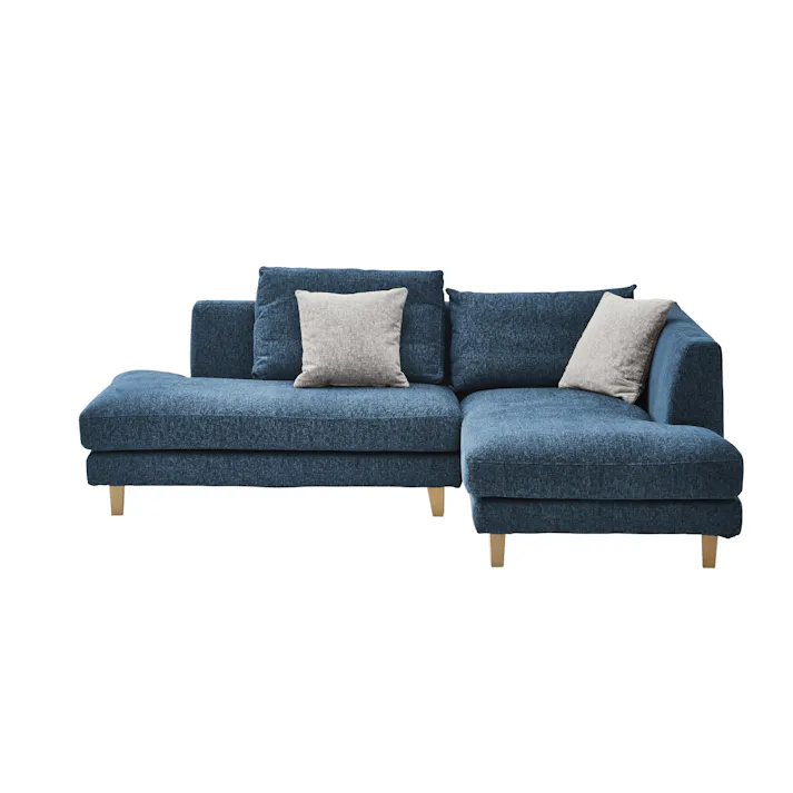 to Meet ソファ レイモンズ ブルー/木脚 左カウチ ファブリック リビング 椅子 323496 脚を選べる カバー取り外し クッション付き【別送品】