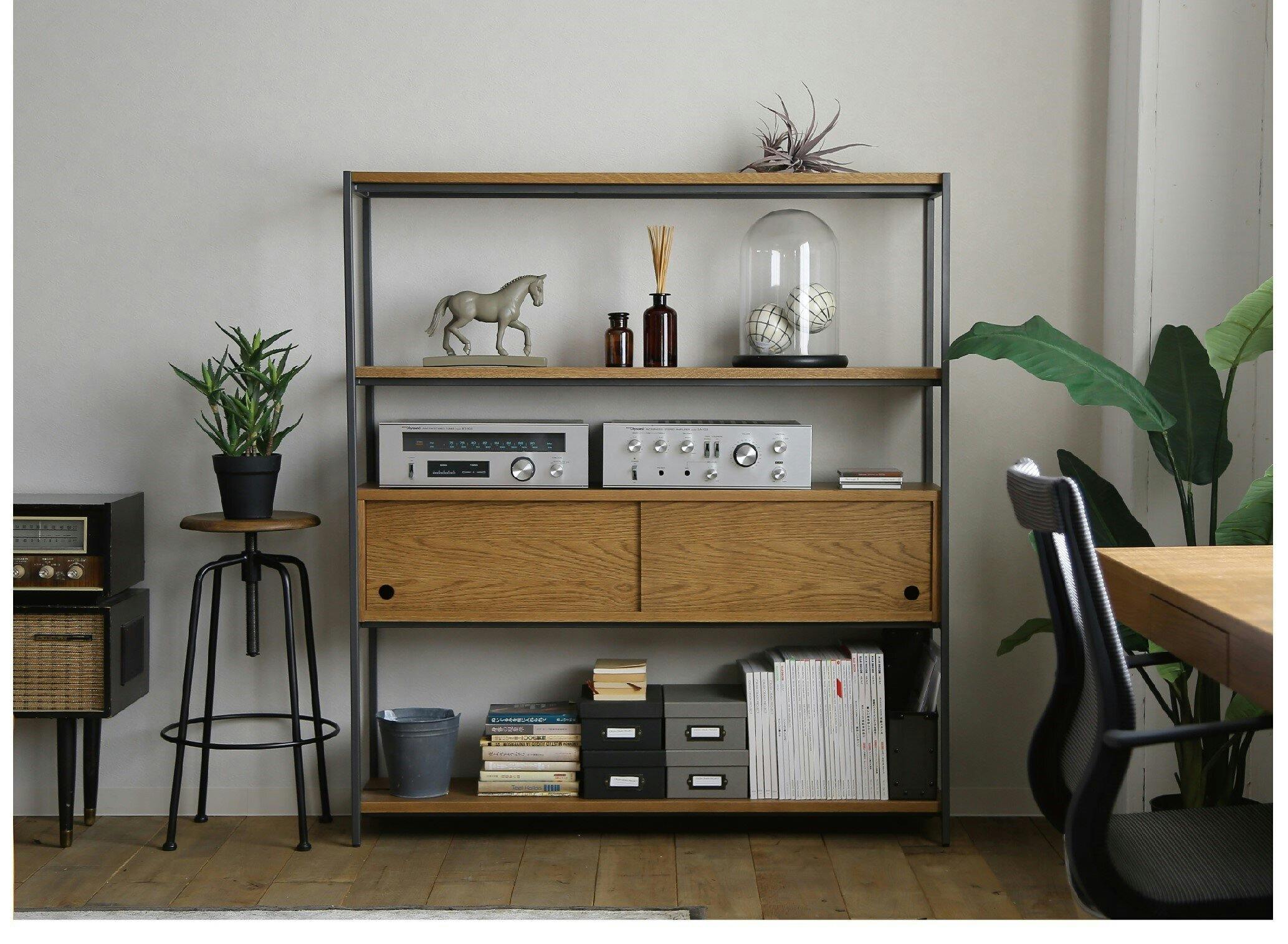 オープンシェルフ　収納棚　ブラウン 新生活 オープンラック 木製 無垢 おしゃれ ヴィンテージ