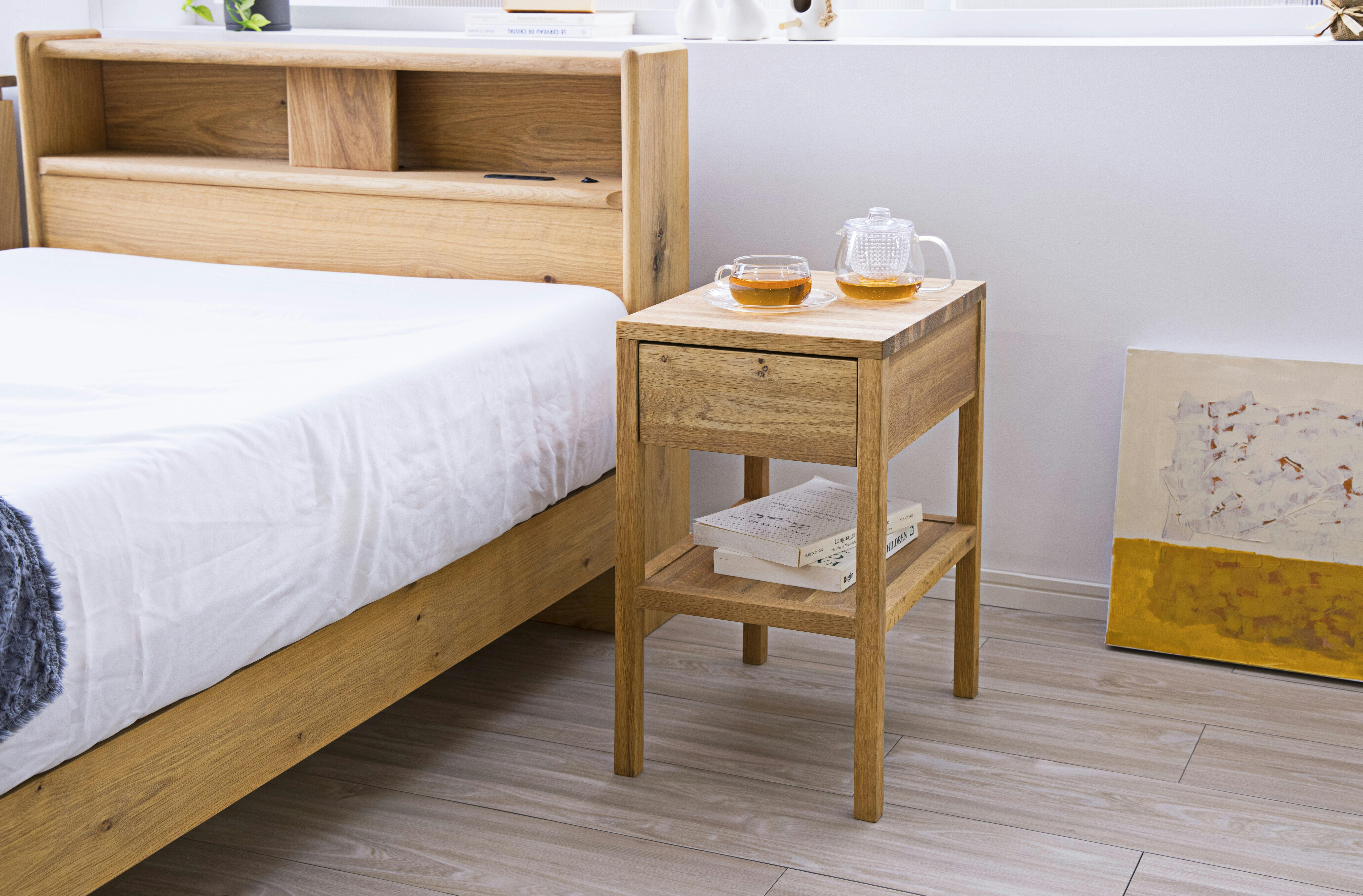 sleeping ナイトチェスト カスト オークナチュラル オーク材 節有り