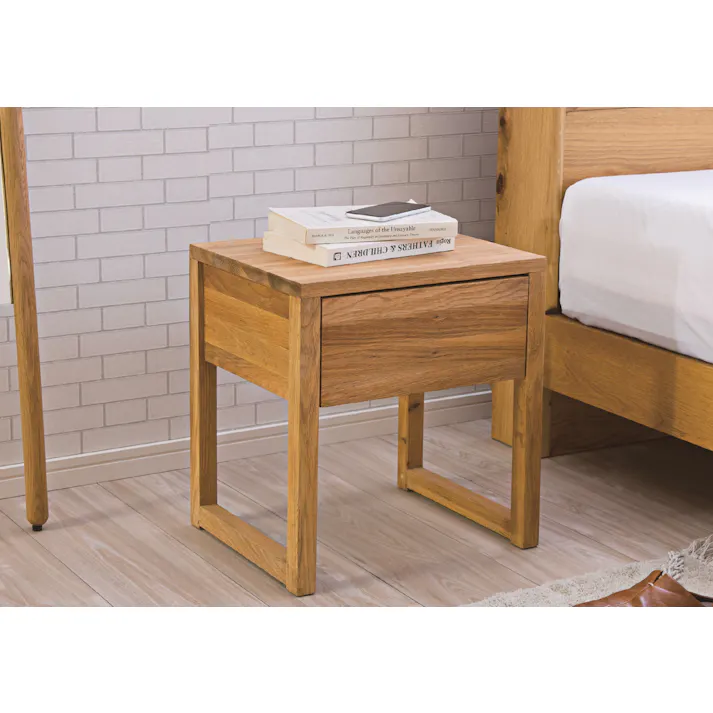 sleeping ナイトテーブル リンセ オークナチュラル オーク材 節有りオーク テーブル 机 サイドテーブル 347455 コンパクト コンセント 物置【別送品】