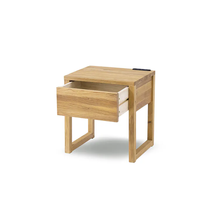sleeping ナイトテーブル リンセ オークナチュラル オーク材 節有りオーク テーブル 机 サイドテーブル 347455 コンパクト コンセント 物置【別送品】