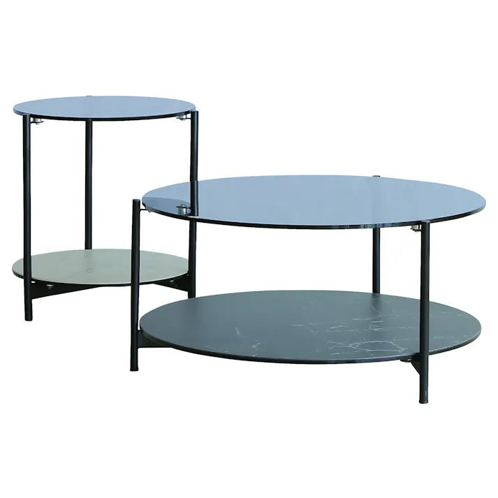 yuu(CRASH ユー) センターテーブル ケイト ブラック 幅77cm セラミック ガラス スチール リビングテーブル テーブル 350390 ローテーブル リビング机 机【別送品】