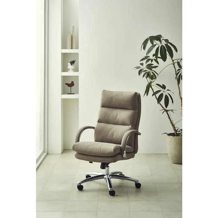 WINcase オフィスチェア グラント ベージュ ハイタイプ アルミニウム シルキーファイバー デスクチェア 事務椅子 ワークチェア 椅子 チェア 仕事椅子 359142 座り心地 在宅 快適【別送品】