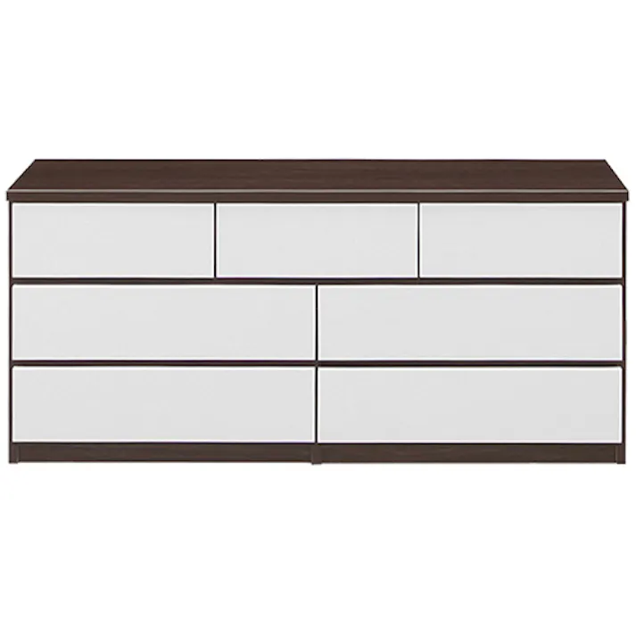 関家具 大川家具 チェスト バンビ2 ホワイト/ブラウン 幅140cm 3段 シート張り 収納家具 タンス 箪笥 361517 (配送方法:開梱設置) 4550139615171【別送品】