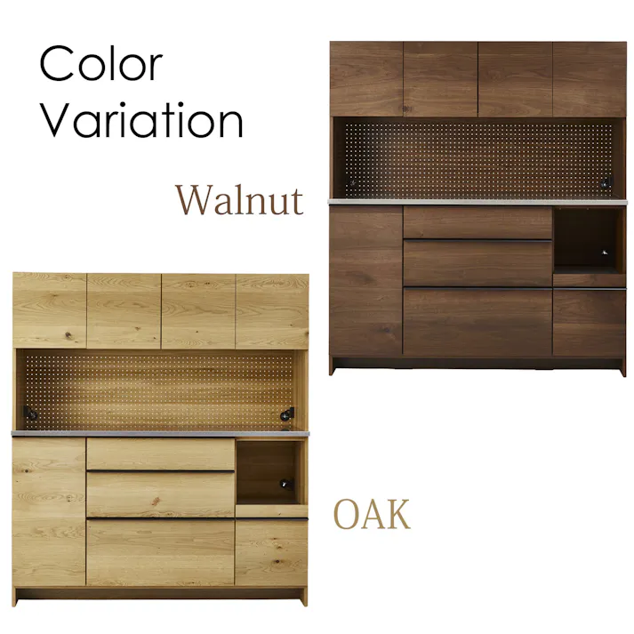 NIPPONAIRE(ニッポネア) 食器棚 オウル2 オーク 幅160cm/ オープンダイニングボード ホワイトオーク材 突板材 国産 収納家具 レンジボード 369694 高級感 食器入れ 和モダン【別送品】