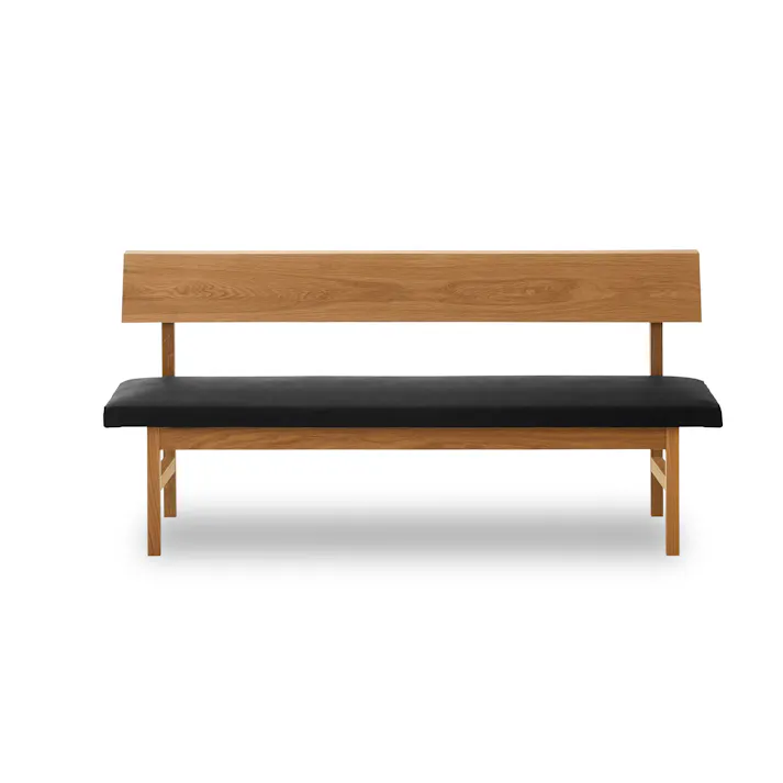 関家具 大川家具 NIPPONAIRE(ニッポネア) リビングダイニングソファ レイキ2 オーク/ブラック 幅150cm/肘無し ホワイトオーク材 国産 ソファ リビング 食卓椅子 376280 (配送方法:開梱設置) 4550139762806【別送品】