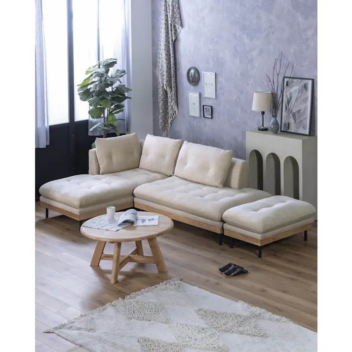 nora.(ノラ) ソファ フッカ A41カスタード 右カウチ ファブリック リビング 椅子 400230 おしゃれ ルンバ対応 リラックス【別送品】