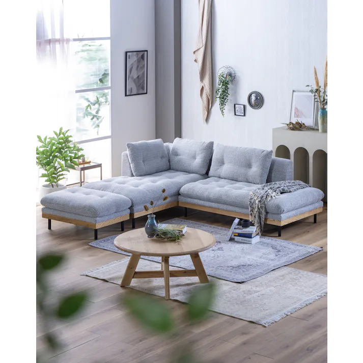 nora.(ノラ) ソファ フッカ F51ルクソールGY 左カウチ ファブリック リビング 椅子 400243 おしゃれ ルンバ対応 リラックス【別送品】