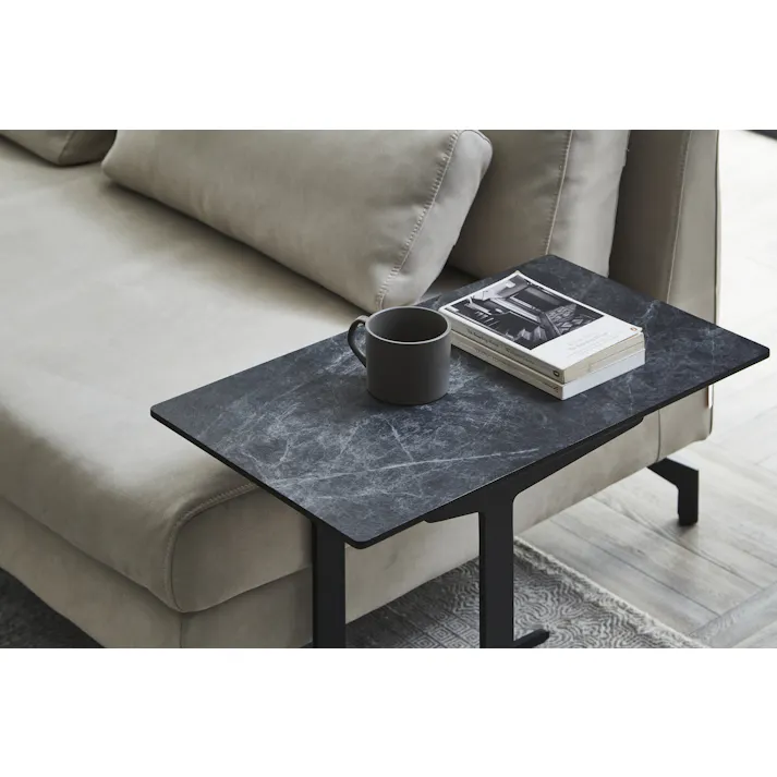 RELAXFORM Living サイドテーブル カルゴ ブラックストーン Sサイズ 天板:メラミン化粧板 脚:スチール リビングテーブル 机 フロアテーブル 408777 モダン コンパクト ベッド【別送品】