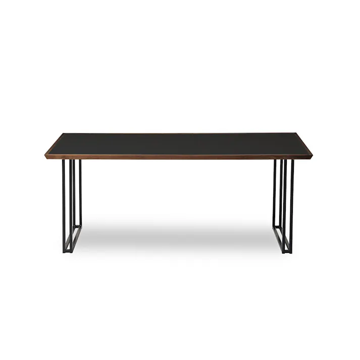 関家具 大川家具 NIPPONAIRE(ニッポネア) ダイニングテーブル メグロ ウォールナット/ブラック/スチール脚Bブラック 幅180cm 天板:メラミン化粧板 脚:スチール 国産 食卓机 418143 (配送方法:開梱設置) 4550140181436【別送品】