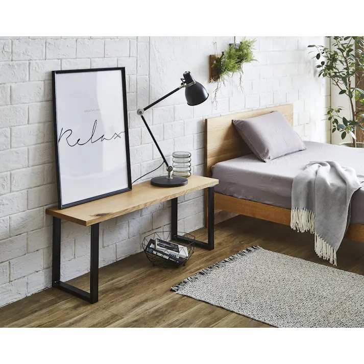 NIPPONAIRE(ニッポネア) ベンチ ボス3 オーク/フレームブラック 幅125cm ホワイトオーク材 無垢材 国産家具 国産 椅子 ダイニングチェア 食卓椅子 平椅子 418386 スチール脚 シンプル おしゃれ【別送品】