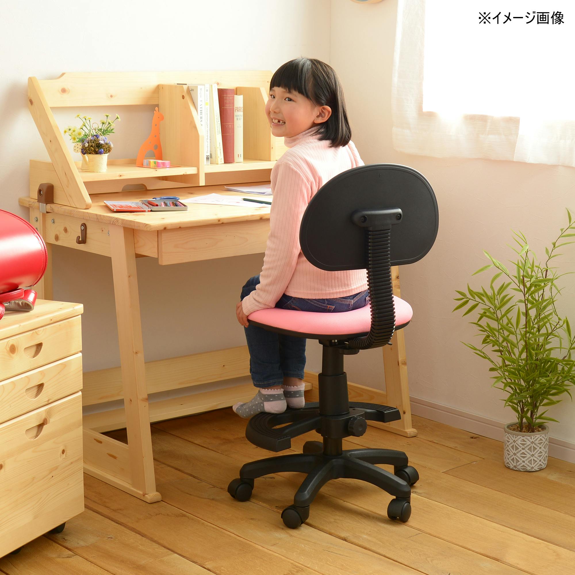 学習椅子 学習チェア ホップ7 布:ピンク ファブリック ナイロン樹脂