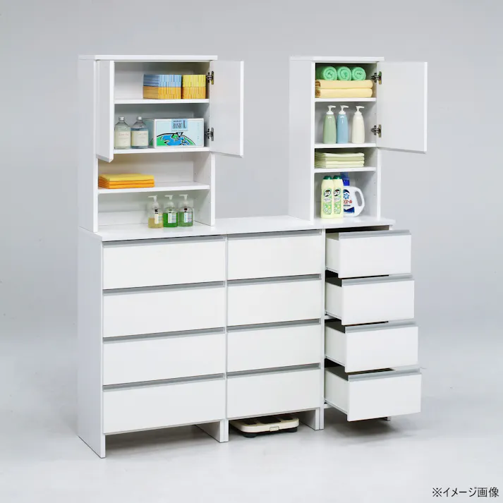 doi 収納家具 ランドリー収納 ポケット 高さ180cm ハイタイプ ホワイト 幅45cm 243707 省スペース 収納力抜群 洗濯機【別送品】