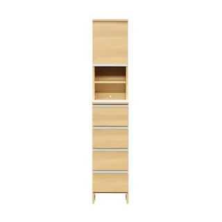 doi 収納家具 ランドリー収納 ポケット 高さ180cm ハイタイプ ナチュラル 幅35cm 243714 省スペース 収納力抜群 洗濯機【別送品】