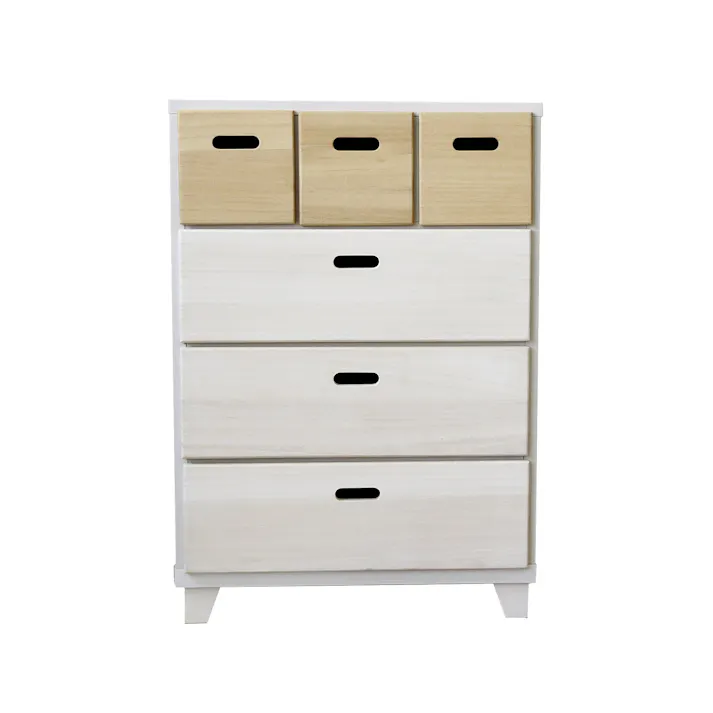 nakakei チェスト クレスト ホワイト/ナチュラル 幅60cm 4段タイプ 246514 引き出し式 収納 物入れ【別送品】