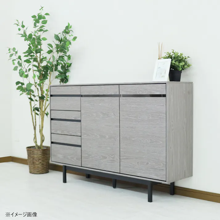 heisei サイドボード ロゼッタ グレー 幅120cm 371338 リビング収納 キャビネット 収納家具【別送品】