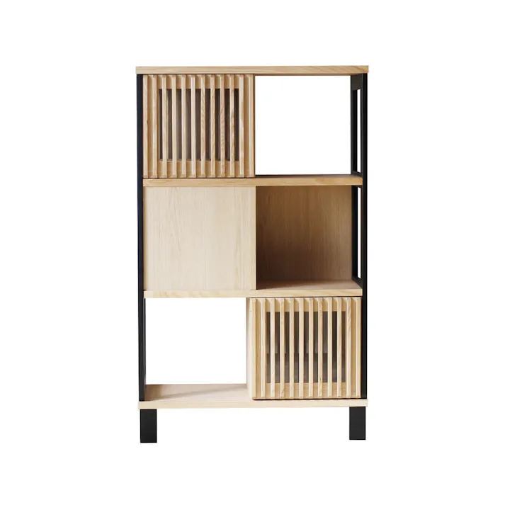 heisei シェルフ イブキ ナチュラル 幅80×高さ130cm 384231 リビング収納 飾り棚 収納家具【別送品】