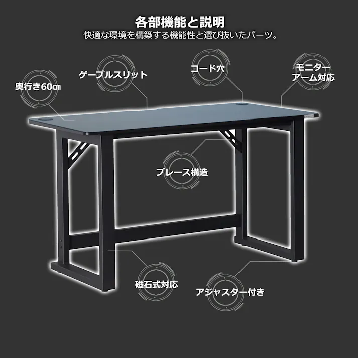 Contieaks(コンティークス) デスク グラウンズ V2 ブラック 幅120cm eスポーツ ゲーミング家具 408615 ゲーミングデスク 仕事机 机【別送品】