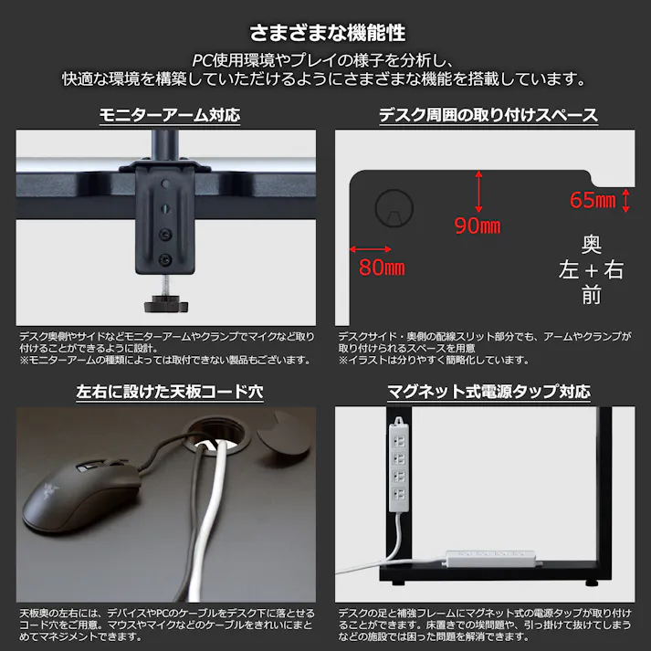 Contieaks(コンティークス) デスク グラウンズ V2 ブラック 幅140cm eスポーツ ゲーミング家具 408616 ゲーミングデスク 仕事机 机【別送品】