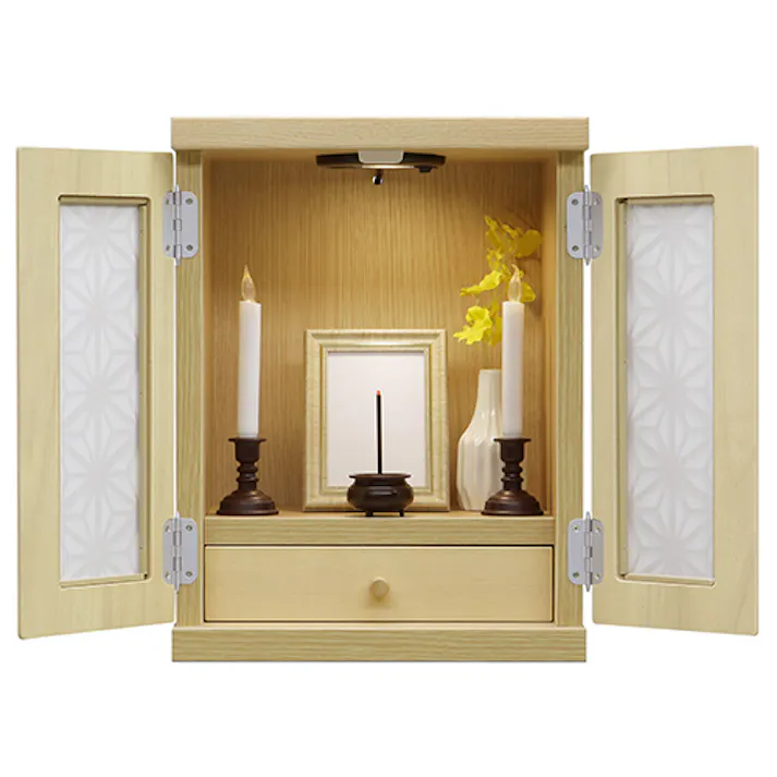 関家具 nakakei メモリアルボックス 紅葉 幅32cm ナチュラル 麻の葉模様 376130(配送方法:軒下渡し) 4550139761304【別送品】