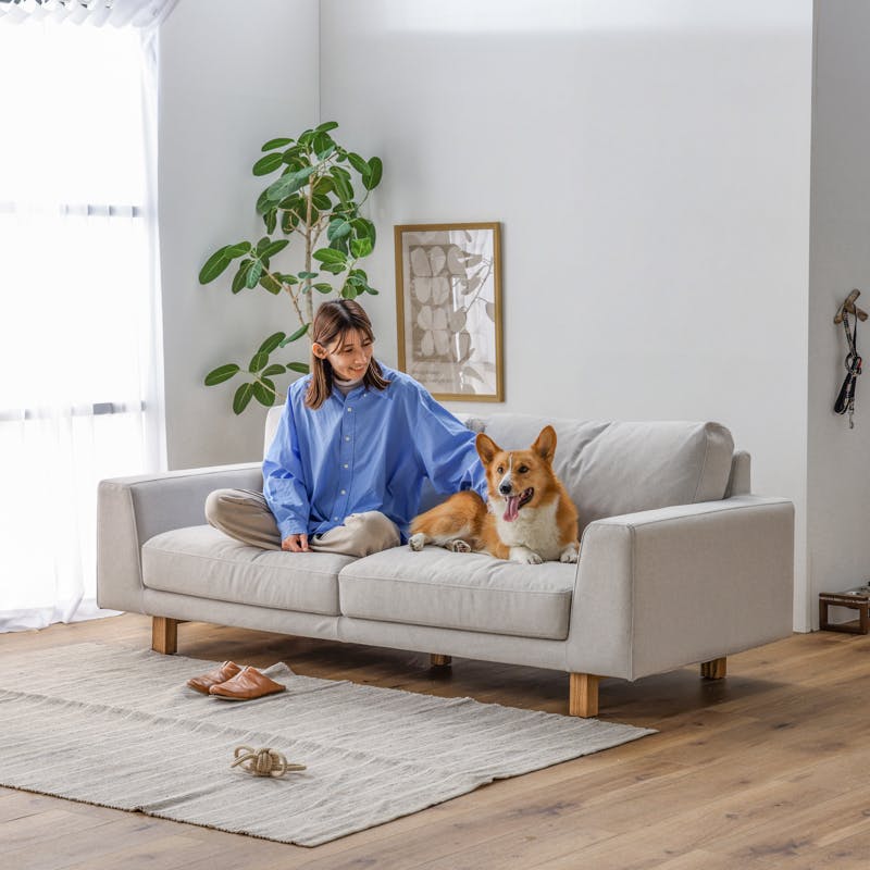 関家具 PETTO オリオ 3人掛けソファ 幅194cm PC01 ストーンホワイト 415428(配送方法：開梱設置) 4550140154287【別送品】