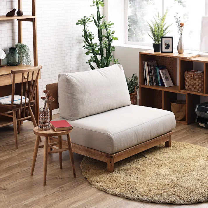 関家具 nora. 1.5人掛けソファ マナー4 キャンバス生地 アイボリー色 木フレーム アッシュ材 431871(配送方法:軒下渡し) 4550140318719【別送品】